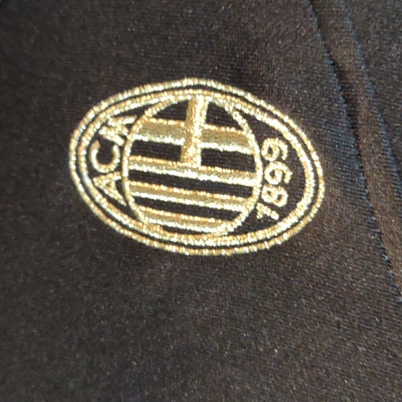 💋 Addias Jacket Womens Medium Forza Milan Full Zip Black Gold Stitched Patched - Picture 3 of 7